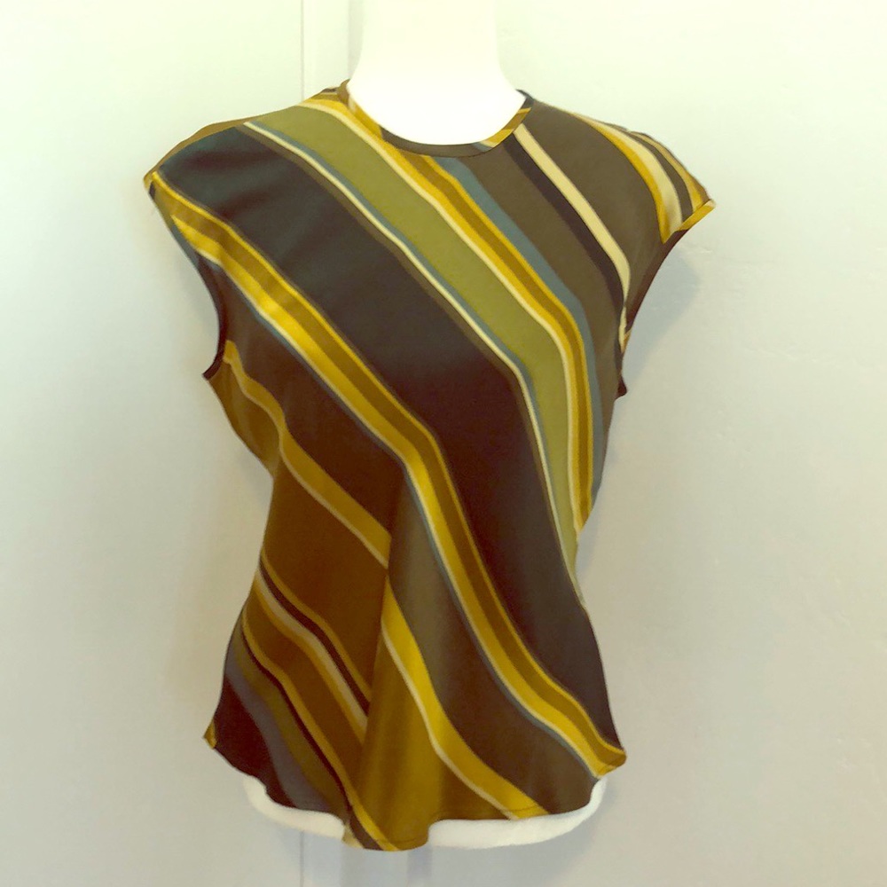 Jones of New York 100% Silk gold and green top